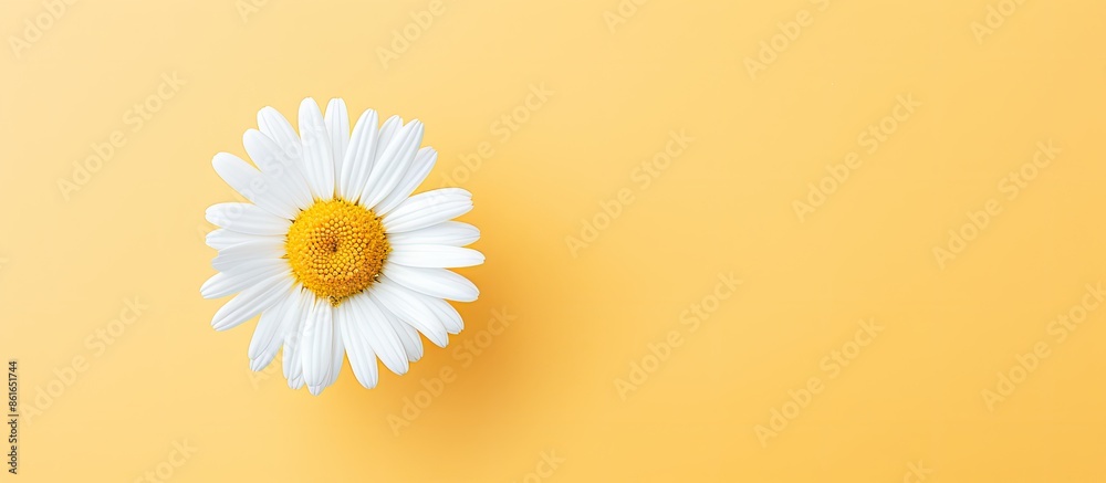 Aufkleber top view of a single chamomile flower with copy space image.