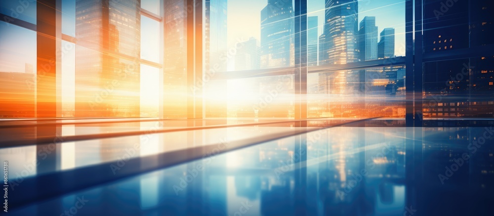 Poster Blurry background creates an abstract backdrop suitable for articles on Office Buildings with ample copy space image.