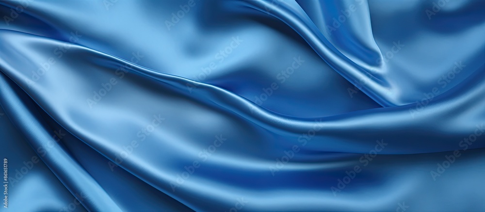 Aufkleber a top view of smooth, elegant blue silk or satin fabric creates a beautiful texture for an abstract 