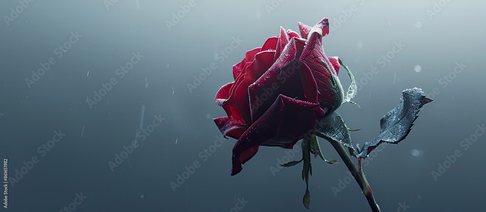 Aufkleber a red rose captured in a close-up shot against a gray backdrop, providing ample copy space in the im