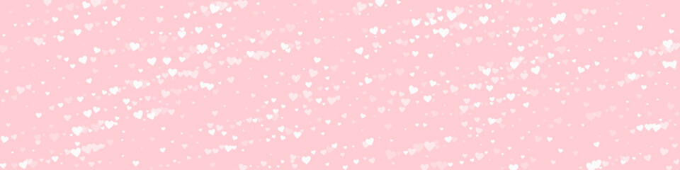 White hearts scattered on pink background.