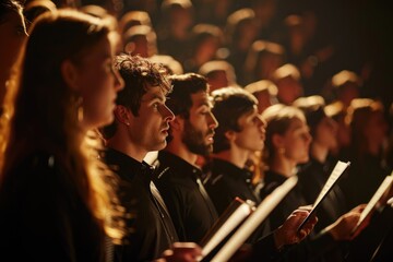 A group of people standing together in front of a large crowd, with plenty of space to use this image for events, gatherings, or meetings