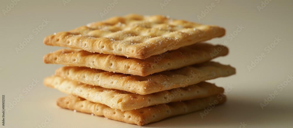 Aufkleber Copy space image of a salt cracker on a plain background for design or text insertion.