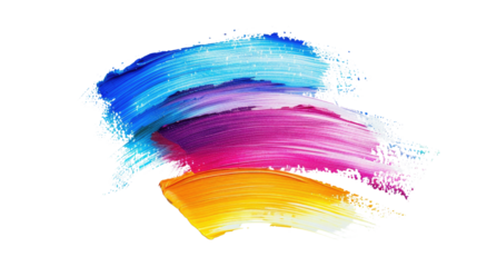 Pastel colorful paint brush stroke, transparent background PNG