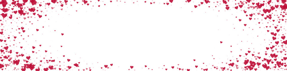 Red hearts scattered on white background.