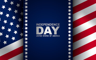 Obraz premium United States Independence Day background with flag. 4th of July banner, greeting card. Vector illustration