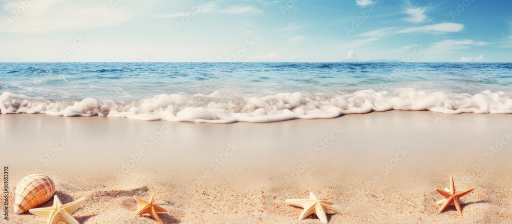 Aufkleber summer backdrop featuring sandy seashore with space for text, ideal for a copy space image.