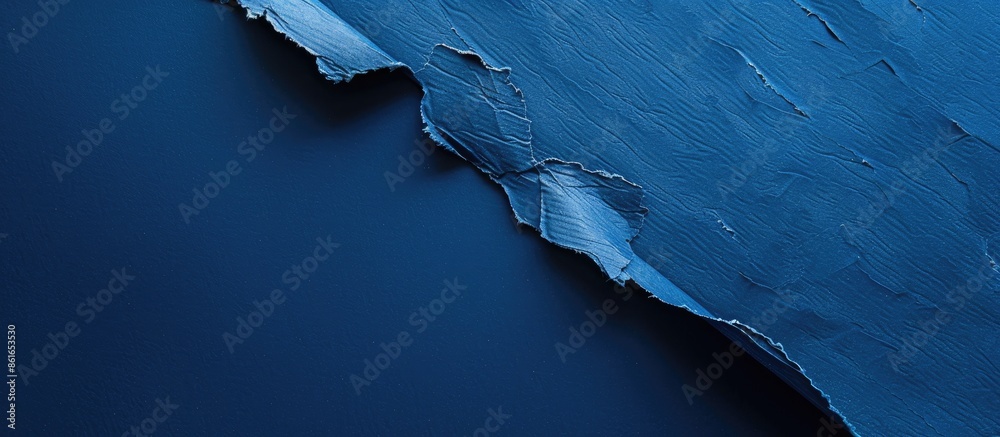 Leinwandbilder solid deep blue background with a sheet of textured blue craft paper turned over, seen from above, c