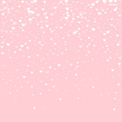 White hearts scattered on pink background.