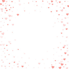 Red hearts scattered on white background.