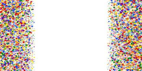 Rainbow colored scattered hearts. LGBT valentine