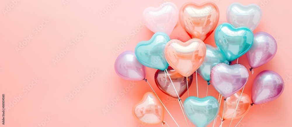 Aufkleber balloons heart on a pastel background Balloon  Party. with copy space image. Place for adding text or design
