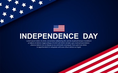 United States Independence Day background with flag. 4th of July banner, greeting card. Vector illustration
