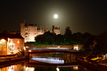 Full moon above Kilkenny Castle in the night