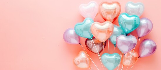 balloons heart on a pastel background Balloon  Party. with copy space image. Place for adding text or design