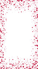 Red hearts scattered on white background.