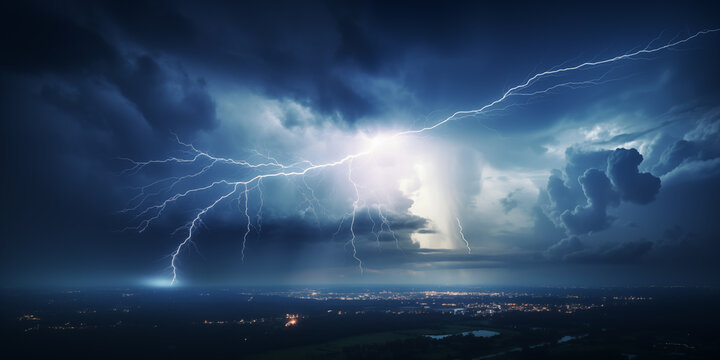 storm and thunder, cloudy weather over the city, bad weather,lightning