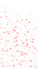 Obraz premium Red hearts scattered on white background.