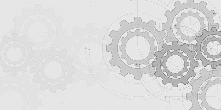Rotating gears. Engineering industry. Technology Banner. Vector illustration.