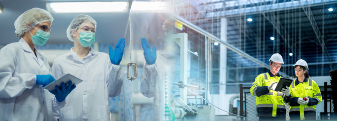 Scientists and engineers collaborate in high tech industrial lab. focusing on innovation and precision. Team uses advanced technology to ensure safety and efficiency in their research and development.