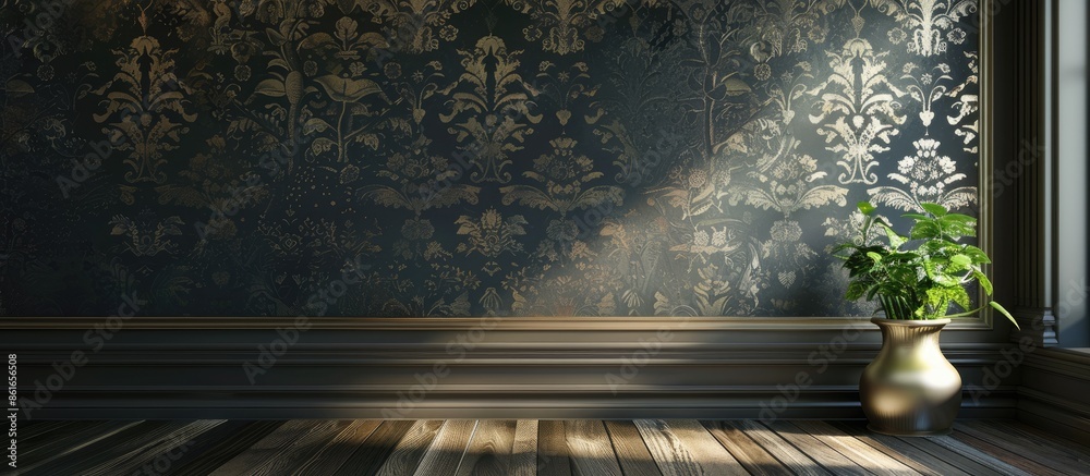 Poster Detail of modern room with decorative wallpaper. with copy space image. Place for adding text or design