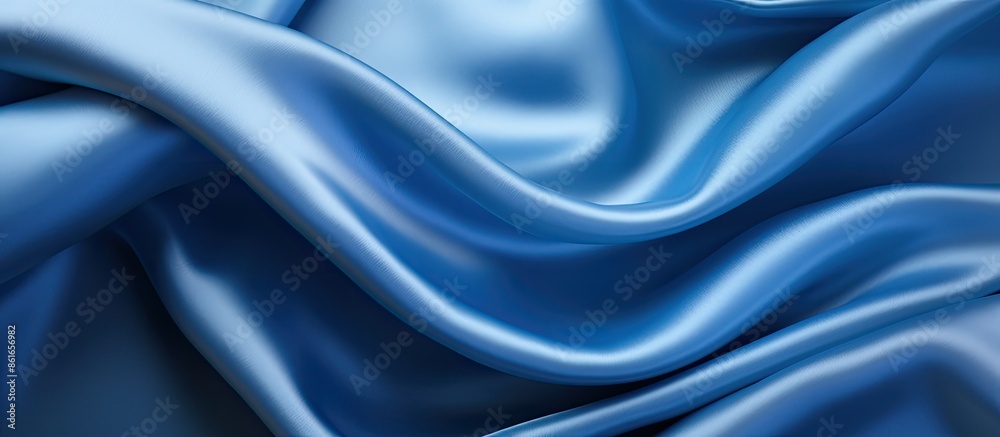 Aufkleber a top view of smooth, elegant blue silk or satin fabric creates a beautiful texture for an abstract 