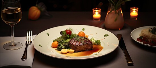 Menu items from the restaurant shown in a copy space image.