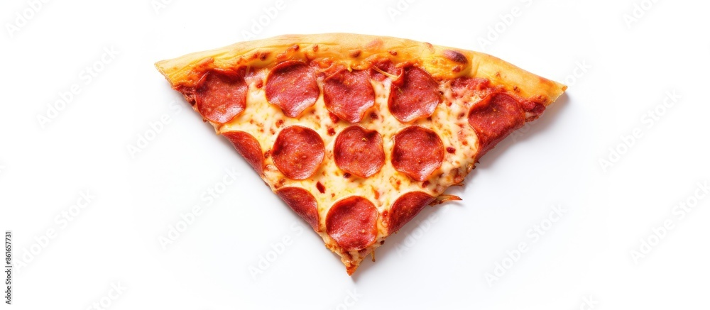 Leinwandbilder An image with a pizza slice pattern is shown against a white background, offering copy space. The view is from the top and the image is isolated, ideal for use as a wallpaper or background.