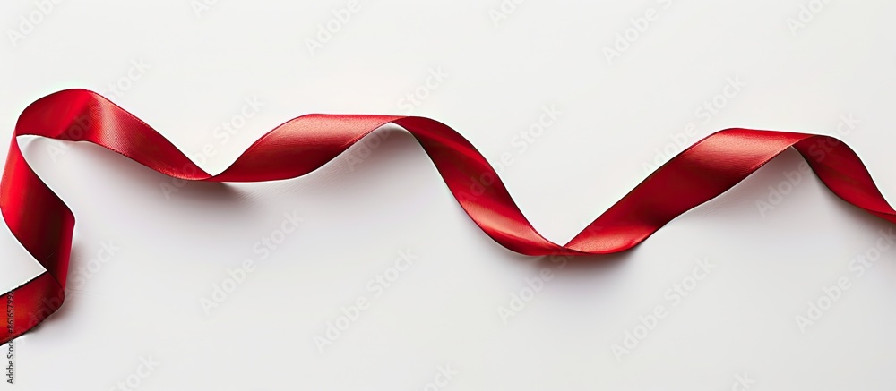 Poster a red ribbon set against a clean white backdrop, perfect for a copy space image.