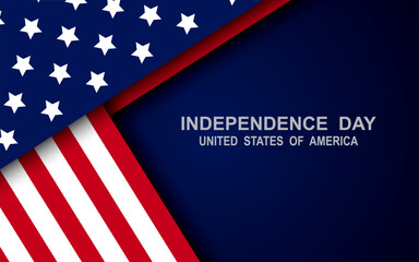 Obraz premium United States Independence Day background with flag. 4th of July banner, greeting card. Vector illustration