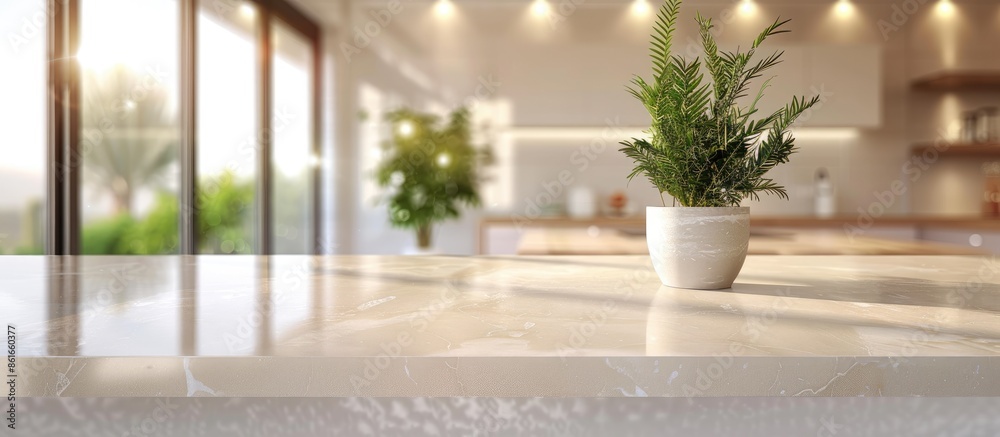 Aufkleber modern kitchen counter and tabletop with blurred background, ideal for showcasing products or a 'cop