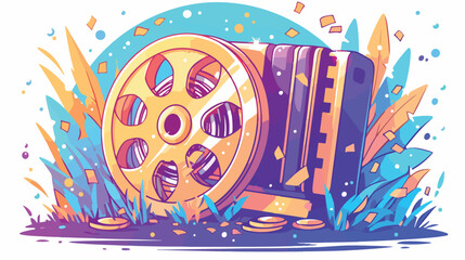 Film countdown vector line icon isolated on white Background