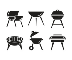 bbq grill icons set vector illustration