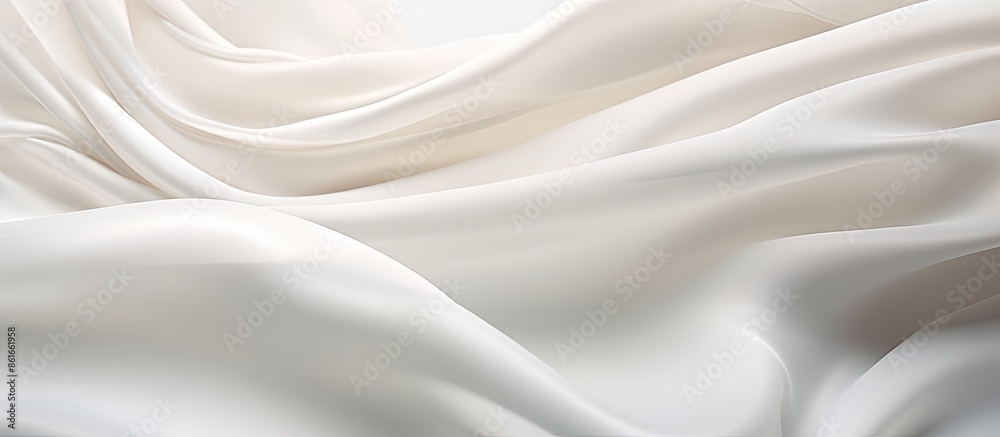 Poster Close-up of a light, flowing fabric creating a soft and elegant background with ample copy space image on a white or light ivory backdrop.