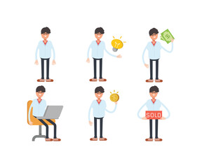 man characters in various poses vector illustration
