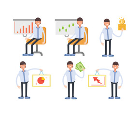 office worker characters in various poses vector illustration