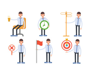 office worker characters in various poses vector illustration