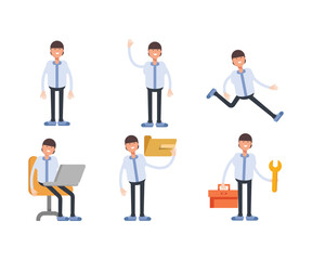 Fototapeta premium office worker characters in various poses vector illustration
