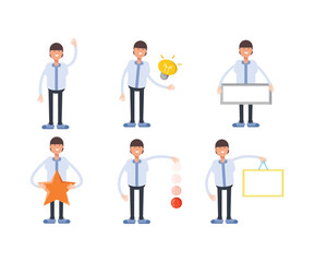 office worker characters in various poses vector illustration