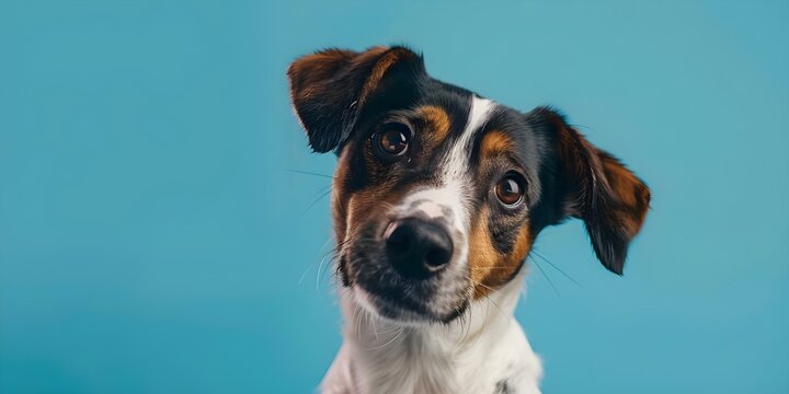 Perplexed dog on a plain background. Concept Dog, Perplexed, Plain background