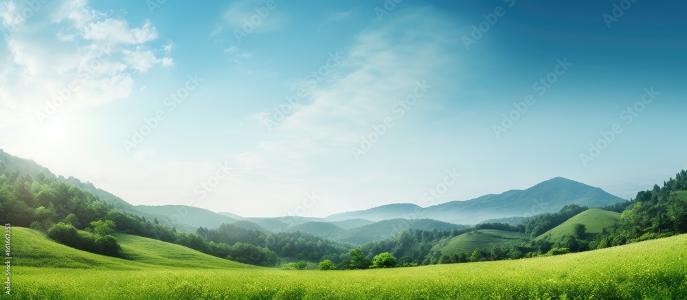 Poster scenic green nature view with copy space image for background or wallpaper.