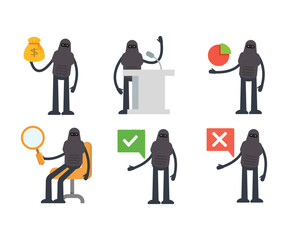 robot characters in various poses vector illustration