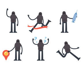 Fototapeta premium robot characters in various poses vector illustration