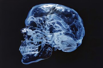 Skull with Brain Xray isolated on black