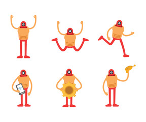 robot characters in various poses vector illustration