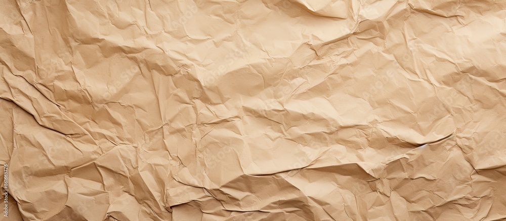 Poster crumpled beige cardboard texture with copy space image.