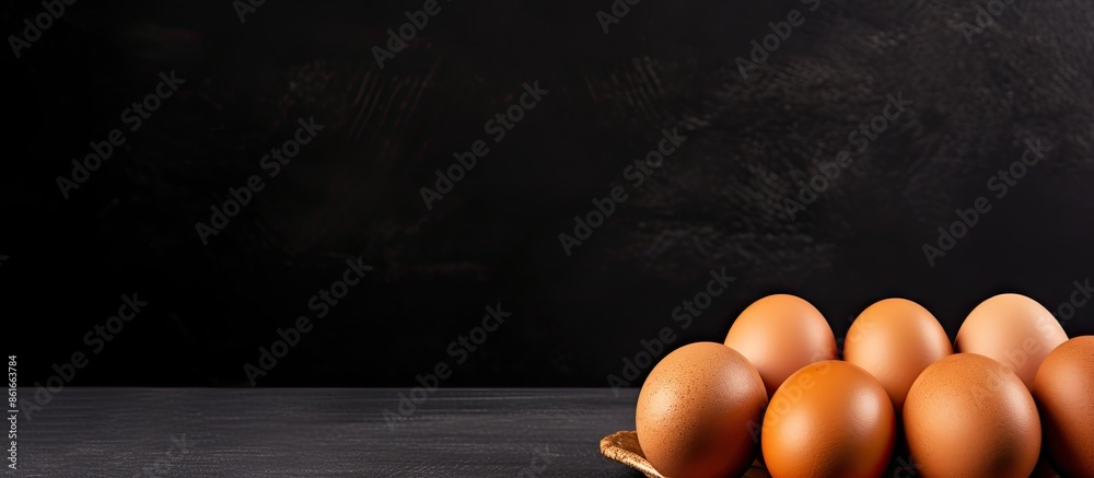 Leinwandbilder Close-up of eggs on a dark backdrop with ample copy space image.