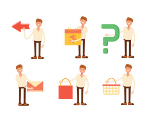 male characters in various poses vector illustration