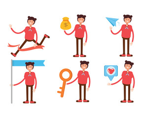 girl student characters in various poses vector illustration