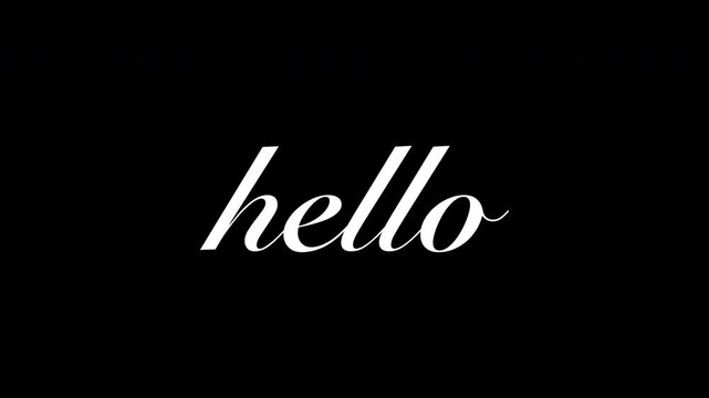 Modern line icon animation Smooth text animation with word hello font, white text animation, alpha channel.